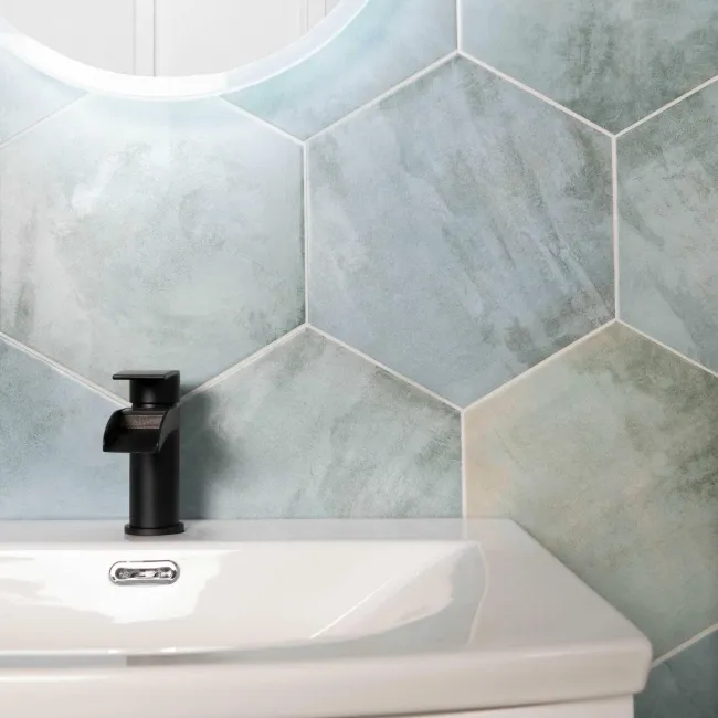 Oasis Aquamarine Hexagon Matt Porcelain Wall and Floor Tile