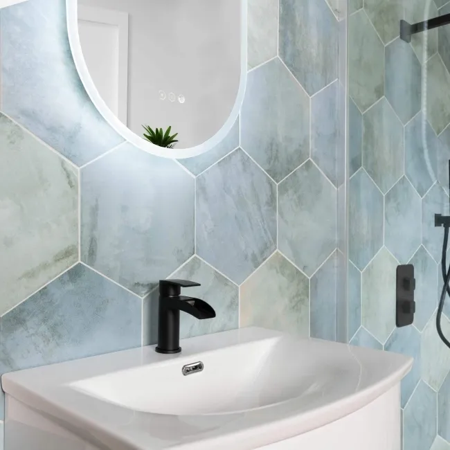 Oasis Aquamarine Hexagon Matt Porcelain Wall and Floor Tile