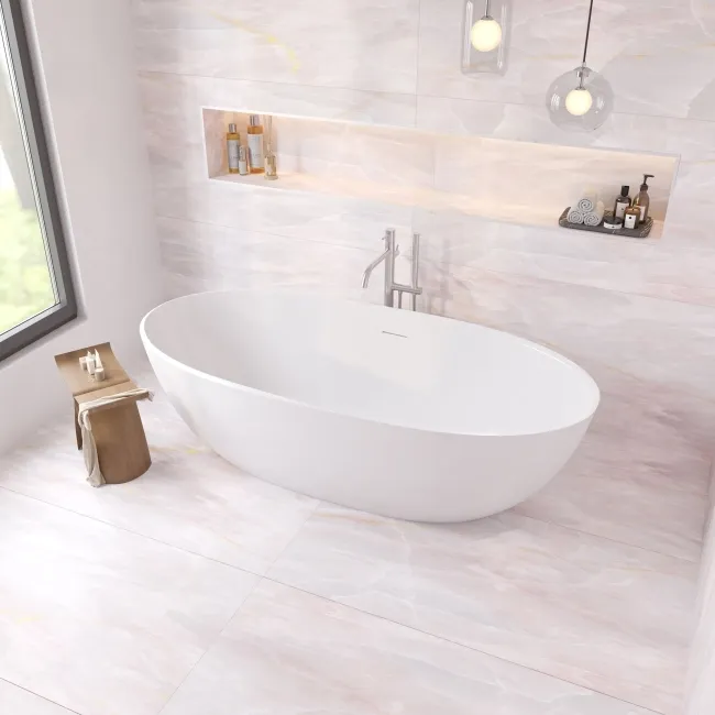 Omen Pink Onyx Marble Effect Matt Porcelain Tile