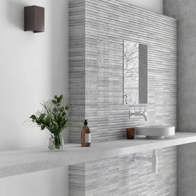 Rubik Smokey Grey Kit Kat Effect Gloss Ceramic Wall Tile