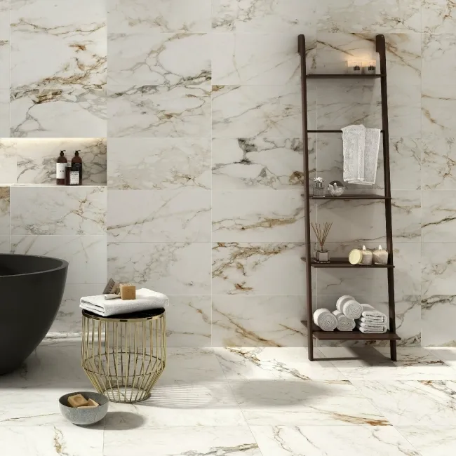 Barnaby White Marble Effect Matt Porcelain Wall and Floor Tile