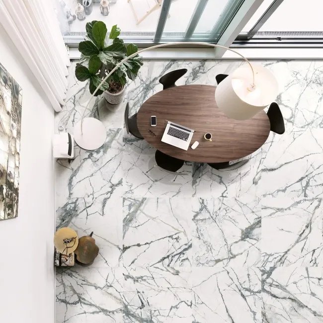 The Room White Italian Marble Matt Porcelain Wall and Floor Tiles