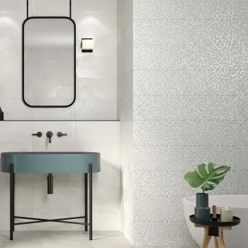 Talent White Decor Wall Tile 250x500 Bathroom Roomset