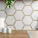 Fusion White Marble Effect & Oak Border Hexagon Tile