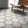 Fusion White Marble Effect & Oak Border Hexagon Tile
