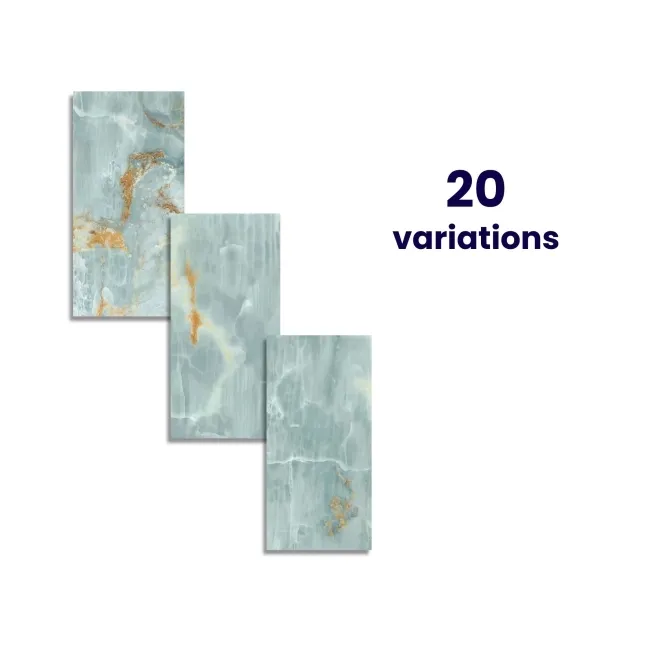 The Room Turquoise Onyx Marble Effect Polished Porcelain Wall and Floor Tile