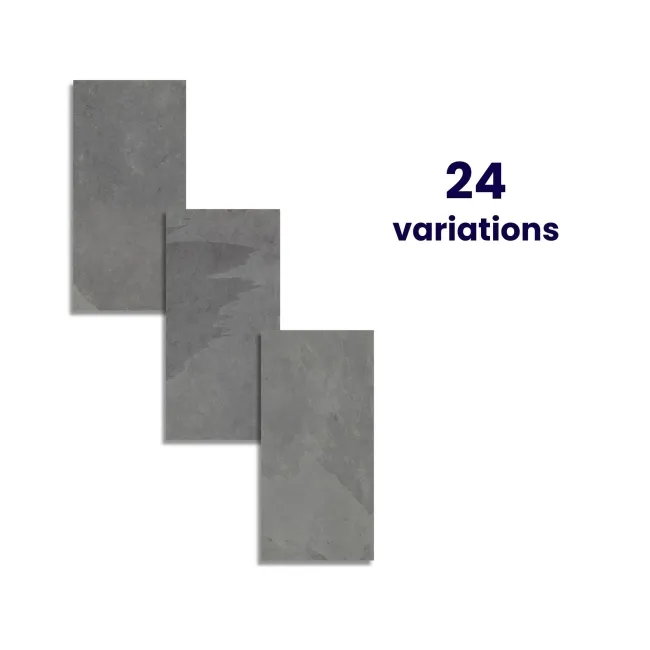 Mustang Light Grey Slate Effect Matt Porcelain Wall and Floor Tile