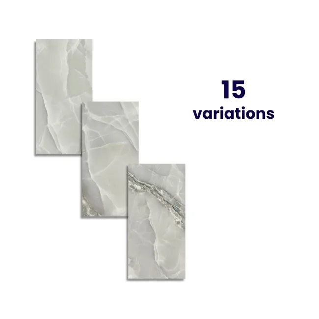 Onyx Marble Effect Grey Polished Porcelain Wall and Floor Tile