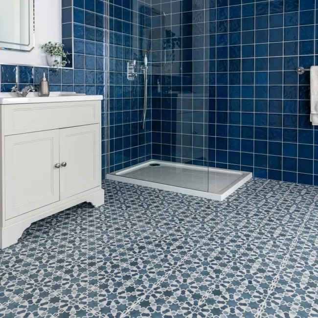 Agadir Blue Pattern Matt Ceramic Floor Tile