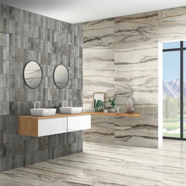 Amazonas Grey Marble Effect Semi Polished Porcelain Tile