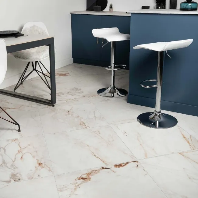 Barnaby White Marble Effect Matt Porcelain Floor Tile