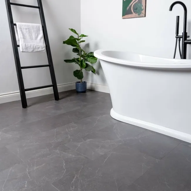 Galicia Anthracite Marble Tile Luxury Click Vinyl Flooring 5mm