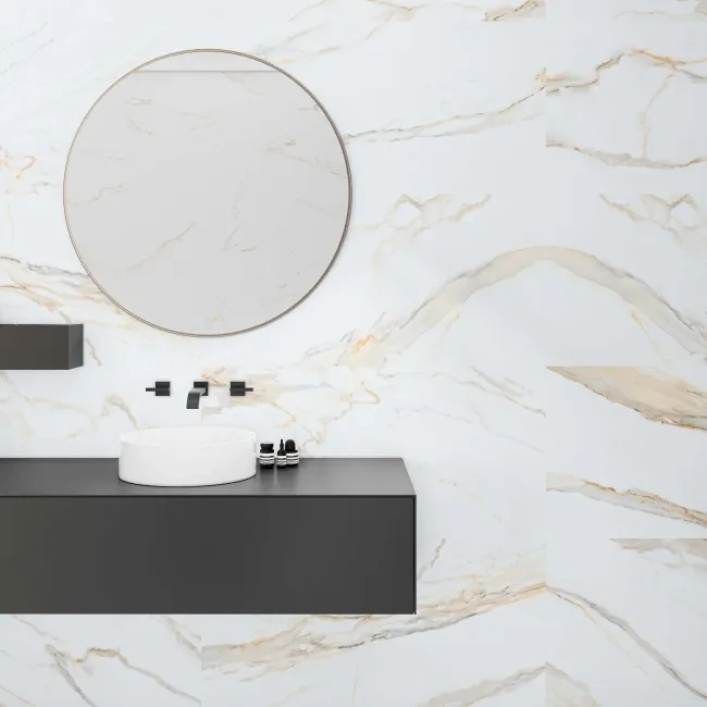 Idyllic Gold Marble Effect Matt Large Ceramic Wall Tile