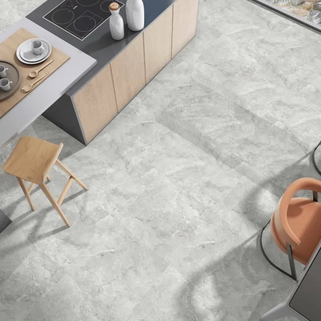 Immense Grey Stone Effect Polished Porcelain Floor Tile