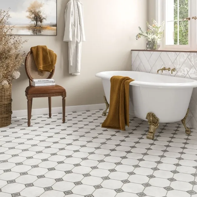 Leeds Black Patterned Matt Porcelain Floor Tile