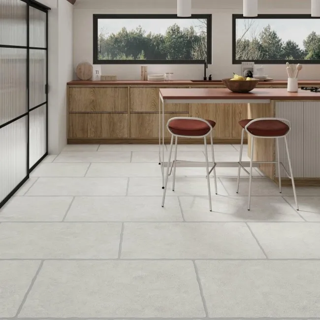 Mineral White Rustic Edge Stone Effect Porcelain Tile