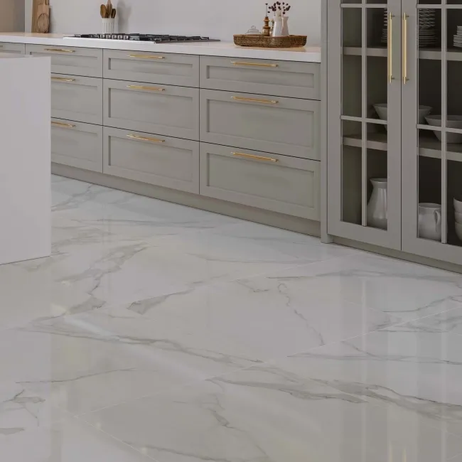 Place White Marble Effect Large Polished Porcelain Tile