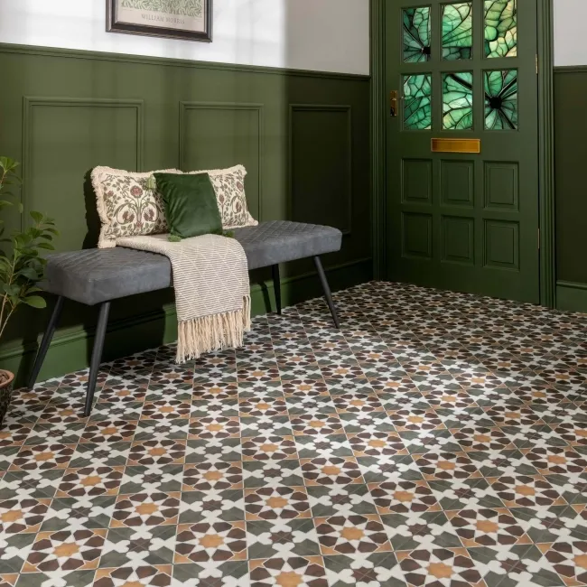 Rabat Green Pattern Matt Ceramic Floor Tile
