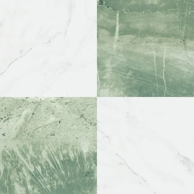 Marble Chess Effect Green & White Matt Porcelain Tile