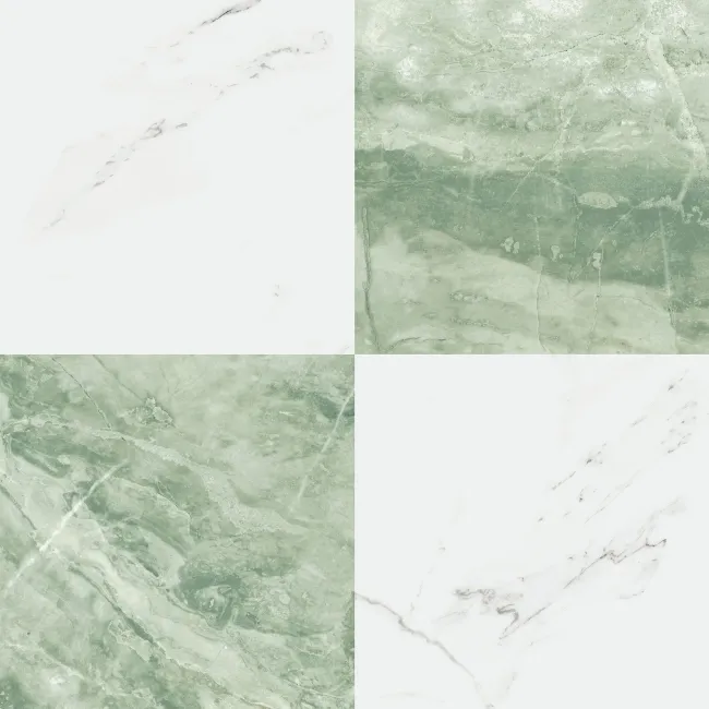 Marble Chess Effect Green & White Matt Porcelain Tile