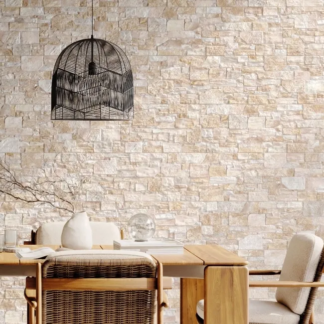 Stones Beige Dry Wall Effect Porcelain Wall Cladding Tile