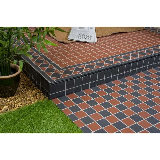 Victorian Red & Black Chequer Mosaic