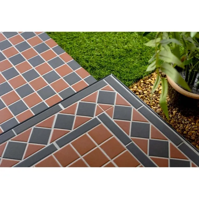 Victorian Red & Black Chequer Mosaic