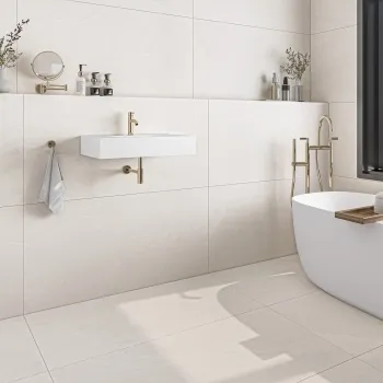 Khali White Stone Effect Matt Porcelain Wall and Floor Tile 