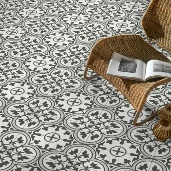 Avon Grey Victorian Patterned Matt Ceramic Floor Tile