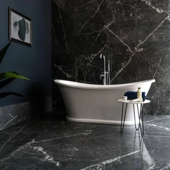 Blu Del Belgio Blue Polished Marble Effect Porcelain Wall and Floor Tile