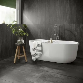 Boscostone Anthracite Rectified Matt Stone Effect Porcelain Wall and Floor Tile