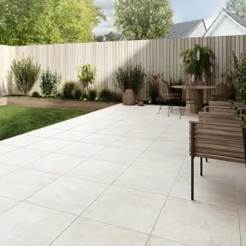 Porto White Concrete Effect Matt Porcelain Outdoor Slab Tile