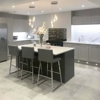 Urban Grey Matt Porcelain Floor Tiles 600x600 Kitchen Roomset