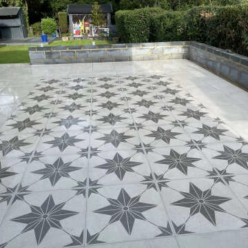 Bellevue Star Decor Ivory Matt Stone Effect Porcelain Outdoor Slab Tile