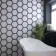 Fusion White Marble Effect & Black Border Hexagon Tile