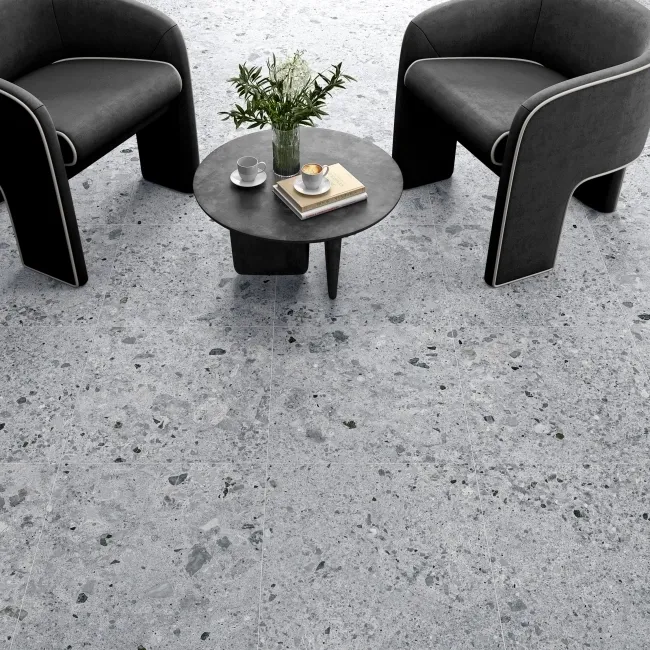 Jaya Grey Terrazzo Effect Matt Porcelain Wall and Floor Tile