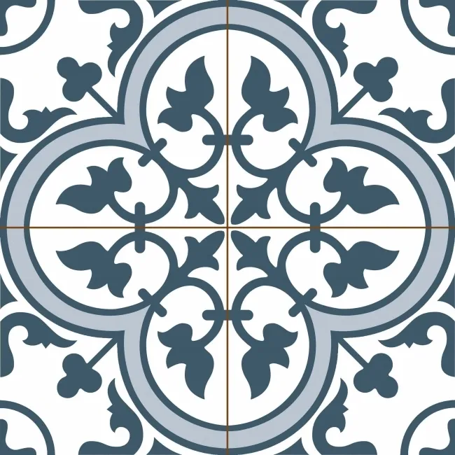 Avon Blue Victorian Patterned Matt Ceramic Floor Tile