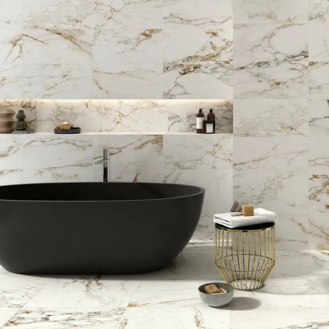 Barnaby White Marble Effect Matt Porcelain Wall and Floor Tile