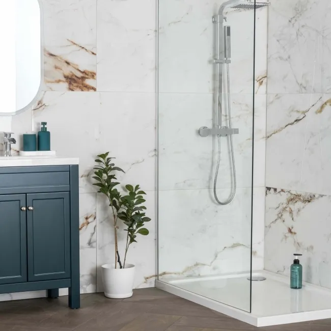 Barnaby White Marble Effect Large Polished Porcelain Wall and Floor Tile