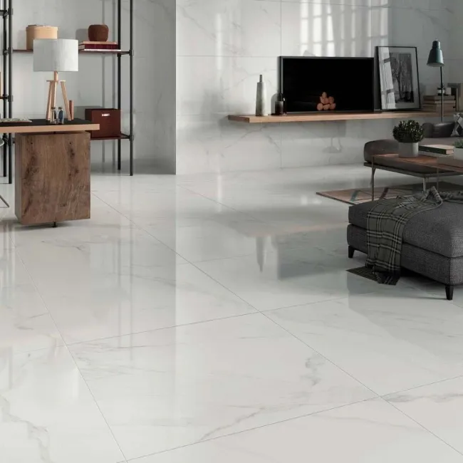 Carrara White Polished Marble Porcelain Floor Tile