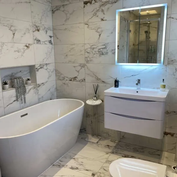 Barnaby White Marble Effect Matt Porcelain Wall and Floor Tile