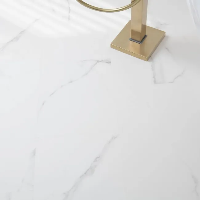 Crystal White Marble Tile Luxury Click Vinyl Flooring 5.5mm