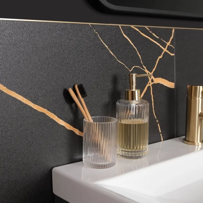 Da Vinci Golden Black Marble Effect Semi Polished Porcelain Tile