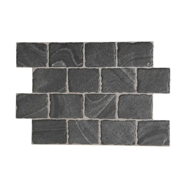Esla Black Cobblestone Effect Matt Porcelain Wall Tile