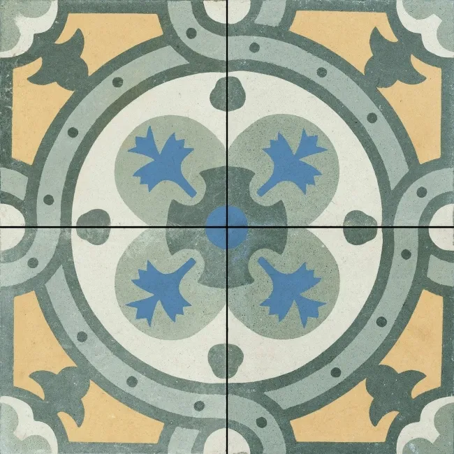 Granada Green Victorian Patterned Matt Ceramic Floor Tile