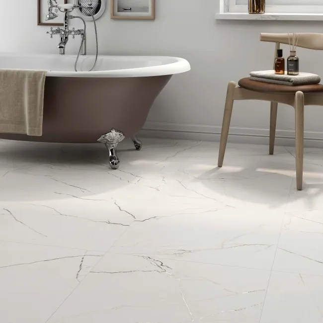Roca Lincoln White Marble Effect Matt Porcelain Floor Tile