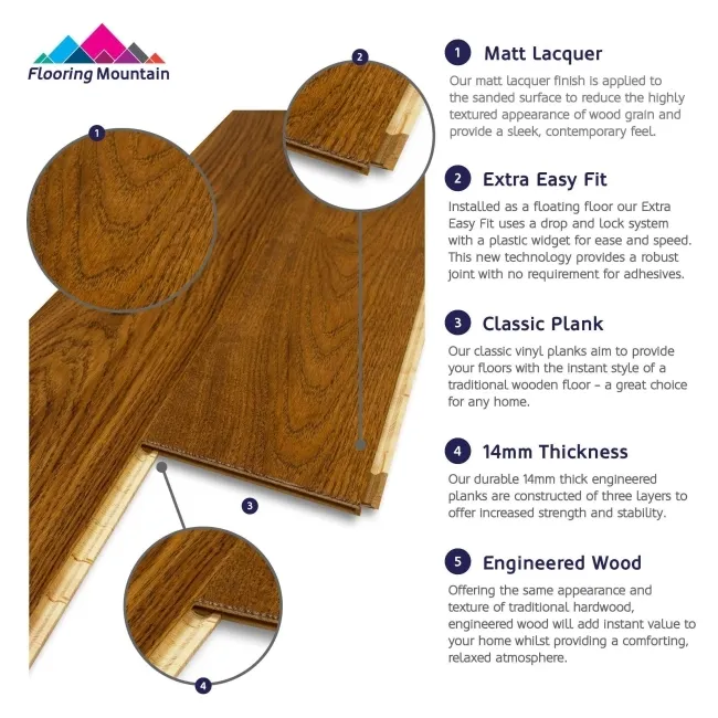 Mediano Mousse Oak Engineered Flooring 14mm x 155mm Lacquered