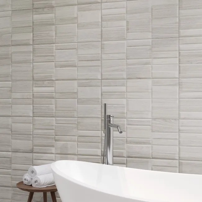 Nogal Block Decor Grey Wood Effect Matt Ceramic Wall Tile