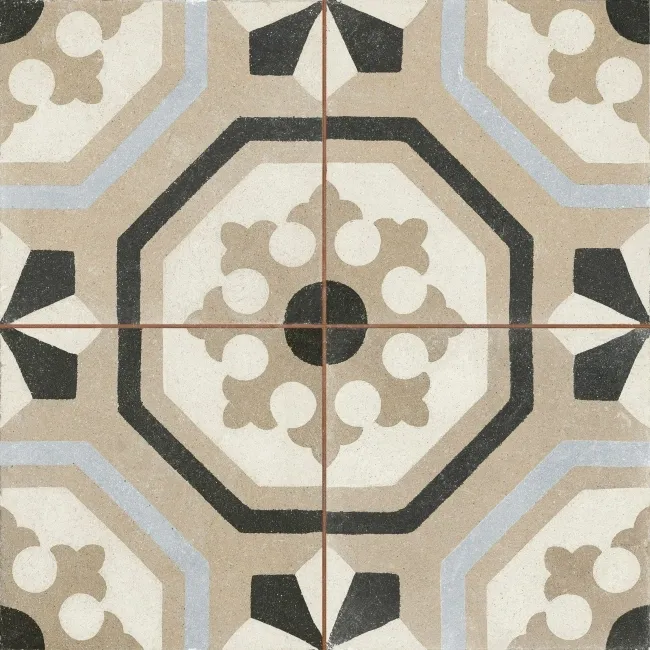 Osborne Grey Victorian Patterned Matt Ceramic Floor Tile