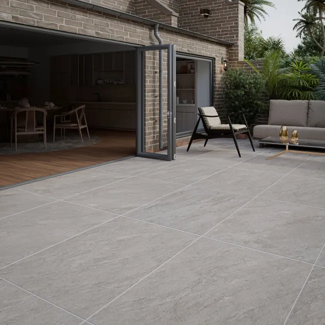Nevada Grey Stone Effect Matt Porcelain Outdoor Slab Tile